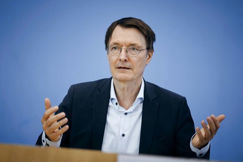 Karl Lauterbach (SPD), Federal Minister of Health, recorded during a press conference on the