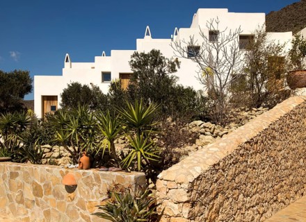 Modern architecture tourist accommodation, Los Presillas Bajas, Cabo de Gata natural park, Almeria,