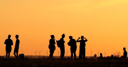 The Drachenberg in Berlin is well visited at sunset. A wind farm near Nauen in Brandenburg can be
