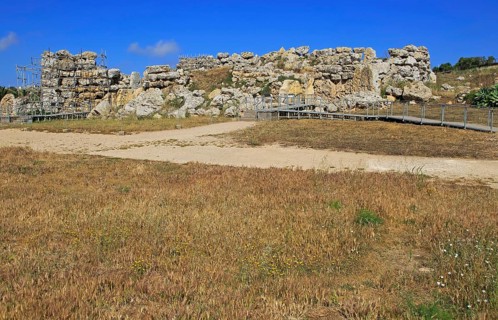 Ggantija neolithic megalithic 5500 years old prehistoric temple complex site Gozo, Malta, Europe