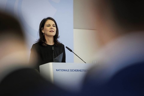 Annalena Bärbock (Alliance 90/The Greens), Federal Foreign Minister, recorded at the event to mark