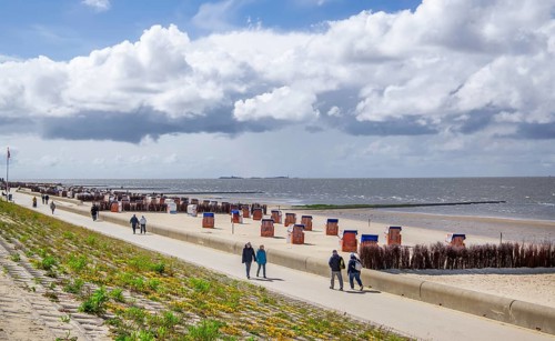 Beach promenade in the Döse district, North Sea spa town of Cuxhaven, North Sea coast, Elbe, Elbe