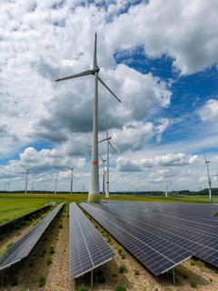 Wind farm near Marsberg, photovoltaic system, utilisation of land for renewable energies,