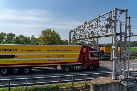 Toll bridge, for collecting motorway tolls, on the A3 motorway near Hamminkeln, Lower Rhine, North