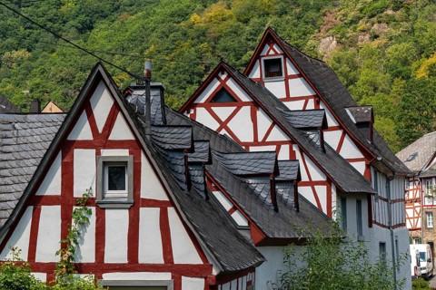 Monreal, idyllic half-timbered village in the Elz valley, in the district of Mayen-Koblenz, in
