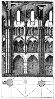 Triforium in Limburg Cathedral, Limburg Lahn, pointed arch, Hesse, Germany, historical illustration