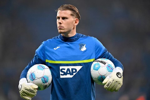 Goalkeeper Luca Philipp TSG 1899 Hoffenheim (37) with Adidas Derbystar match ball, DFB Cup, PreZero