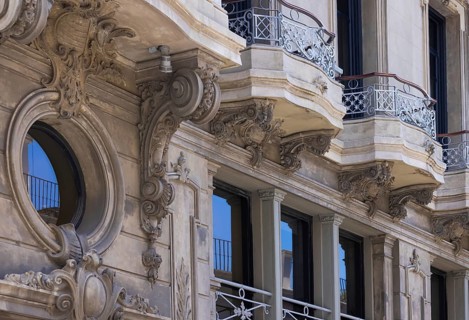 Uruguay, Montevideo streets and architecture in historic city center famous tourist attraction,
