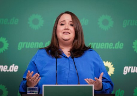 Ricarda Lang, Federal Chairwoman of Bündnis 90/Die Grünen, recorded during a press conference in