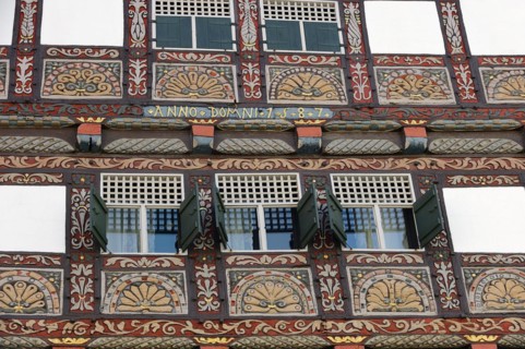 Facade of a half-timbered house, Lemgo, North Rhine-Westphalia, Germany, Europe