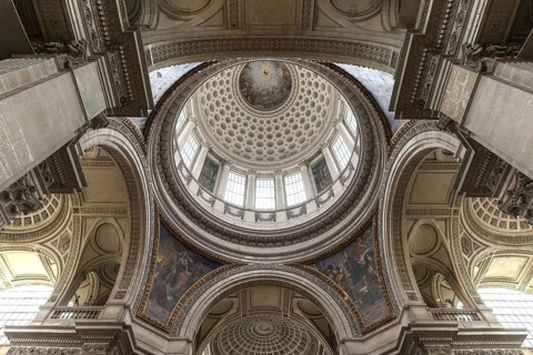 Interior view of the dome, Panthéon National Hall of Fame, Montagne Sainte-Geneviève, Hill of St