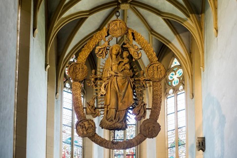Floating Madonna in the Rosary, by Tilman Riemenschneider, pilgrimage church Maria im Weingarten,