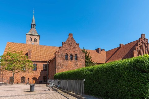 Odense, monastery, brick building, tower of the cathedral church, St Knud's Church, Fyn, island of