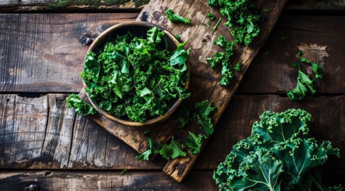 Nutritious vegetable kale salad leaves that provide big health benefits, AI generated