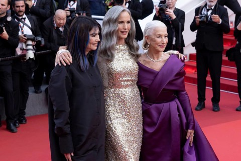 Cannes, France, 24.5.2024: Iris Berben, Andie MacDowell and Dame Helen Mirren at the premiere of La