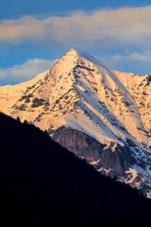 Freshly snow-covered Pizzo Vogorno in the canton of Ticino, Switzerland, Europe