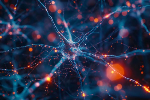 Futuristic neural network visualization. Generative Ai, AI generated