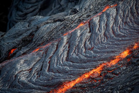 Glowing lava, lava flow, Fagradalsfjall table volcano, Krýsuvík volcano system, Reykjanes