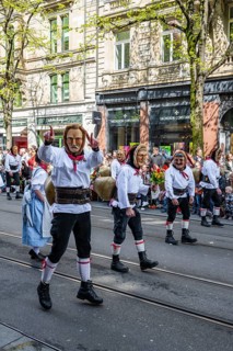 Participants dressed up as jesters from the guest canton of Schwyz, jesters' symposium of the