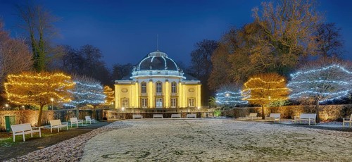 Christmas lights snow winter spa garden theatre Bad Oeynhausen Germany