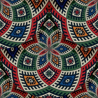 Seamless Latvian embroidery circular pattern, vector template for your design