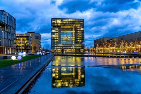 The Ruhr Tech Campus Essen, formerly the Thyssenkrupp Campus, headquarters of Thyssenkrupp,