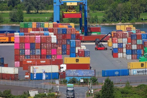 Duisburg, Ruhr area, North Rhine-Westphalia, Germany, container terminal in the port of Duisburg on