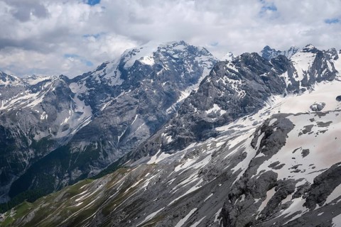 Stilfserjoch, Vinchgau, South Tyrol, Italy, mountain landscape on the Ortler, Italian Alps, snowy