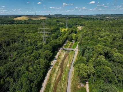 Bottrop, North Rhine-Westphalia, Germany, Renaturalised Boye, the tributary of the Emscher, has