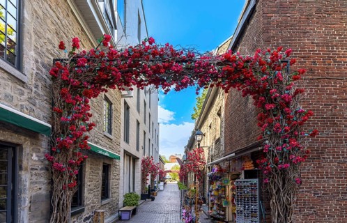 Quebec, Old Montreal, an historic town and the Old Port of Montreal. Famous tourist destination.
