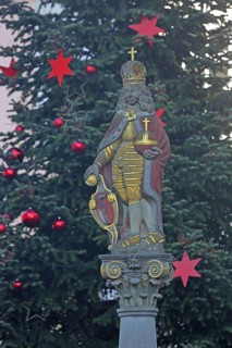 Emperor Joseph Fountain and monument to Joseph I, German with emperor with coat of arms orb, cross