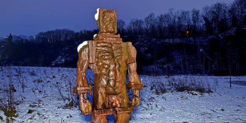 People made of iron, multi-part iron sculpture by Zbigniew Fraczkiewicz at the Henrichshütte in