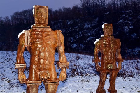 People made of iron, multi-part iron sculpture by Zbigniew Fraczkiewicz at the Henrichshütte in