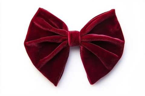 Dark red velvet ribbon on white background. Generative AI, AI generated