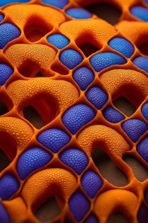 Nano material inspired by gecko feet with intricate patterns and vibrant colors representing