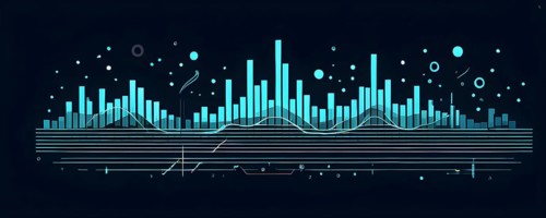 Illustration of abstract audio frequency sound wave lines, AI generated