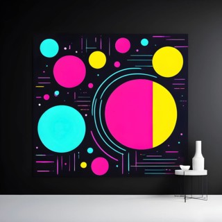 Abstract minimalist illustration theme in vibrant neon color accents symbolizing fun and ease, AI