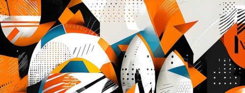 Illustration of an abstract Easter egg design with geometric patterns, bold colors, and a mix of