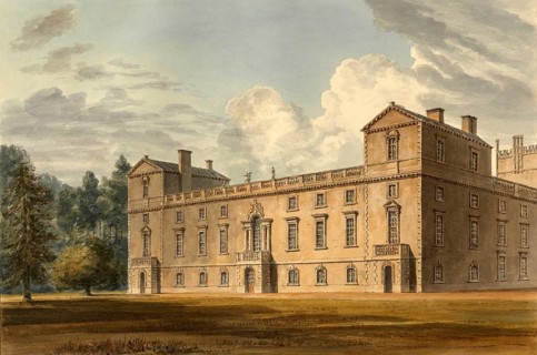 South-east view of Wilton House, at Wilton near Salisbury in Wiltshire, England, digitally restored