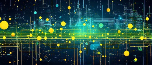 Abstract wallpaper illustration, symbol for artificial intelligence, lines, dots and pattern,