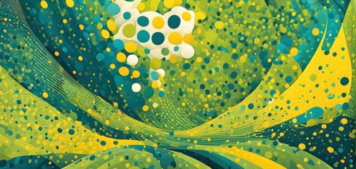 Abstract wallpaper illustration, symbol for artificial intelligence, lines, dots and pattern,