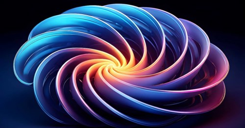 Spiral shape that slowly expands, rotates, and shifts colors in a soft gradient, invoking a