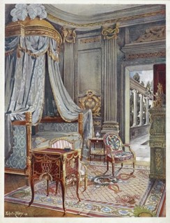 Furniture around the turn of the century 1900, Carved and gilt draped domed bed (lit a couronne),