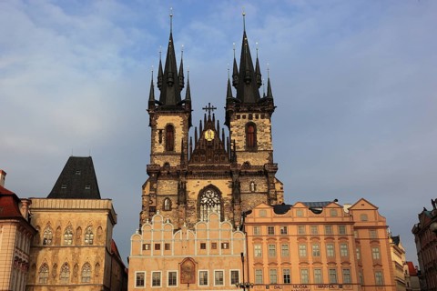 The Teyn Church, a Roman Catholic church in the Gothic style in Prague's Old Town on the Old Town