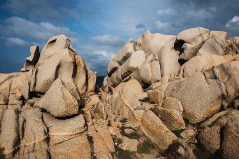 Bizarre and huge granite rocks by the sea, Capo Testa, near Santa Teresa di Gallura, Sardinia,