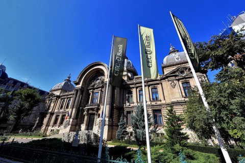 In the centre, office building, bank building, historical building of the CEC Bank, Saving Bank