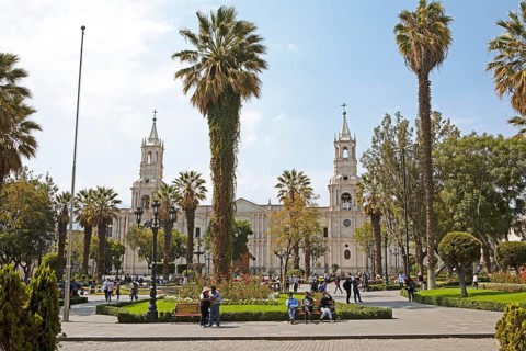 Cathedral of Arequipa or Cathedral Basilica of Santa Maria, Arequipa, Province of Arequipa, Peru,