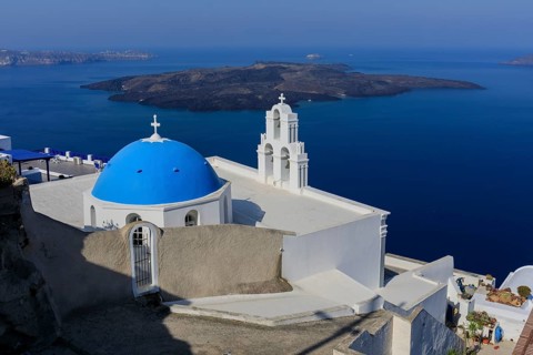Santorini, Firostefani, Church of the Assumption of the Blessed Virgin, Cyclades, Greece, Europe