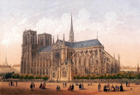 Notre Dame Cathedral, Paris around 1870, France, Historical, digitally restored reproduction from a