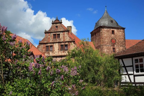View of the front castle from the tower side, Schlitz, small town in the east of the Vogelsberg